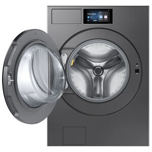Samsung Bespoke 27 in. 5.3 cu. ft. Smart Stackable Front Load Washer with AI Home, AI OptiWash+, Sanitize & Steam Cycle - Dark Steel, , hires