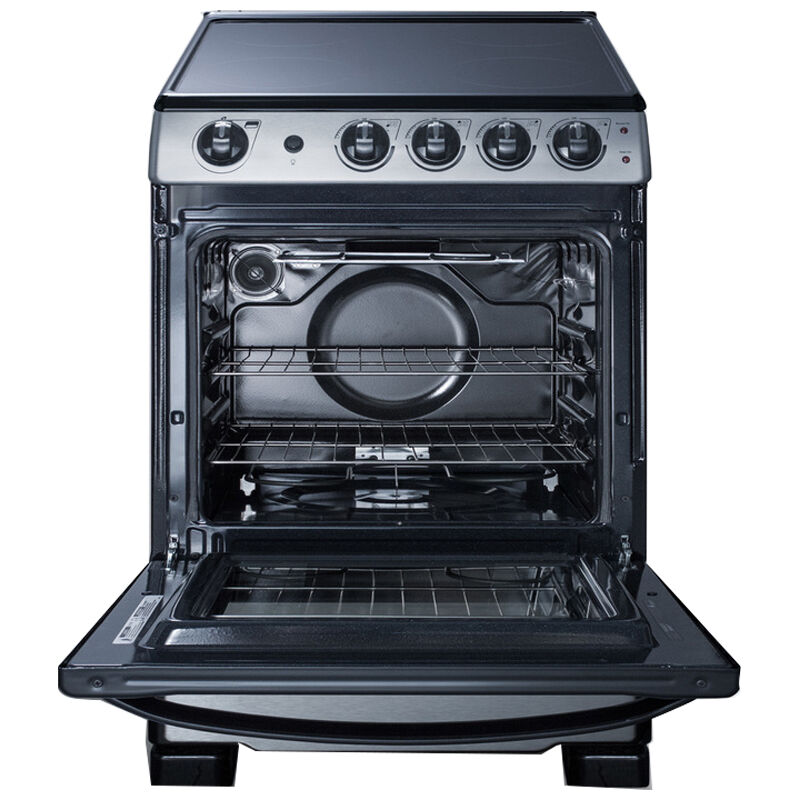 Summit White Pearl Series 24 in. 2.9 cu. ft. Slide-In Electric Range with Smoothtop Burners - Stainless Steel, , hires