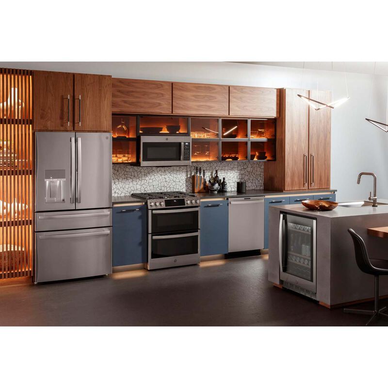 GE Profile 24 in. 5.1 cu. ft. Built-In/Freestanding Beverage Center with Pull-Out Shelves & Digital Control - Stainless Steel, , hires