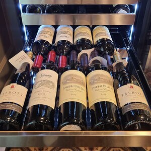 XO 24 in. Wine Cooler with Metal Racks, Dual Temperature Zones & 119 Bottle Capacity - Black Glass, , hires