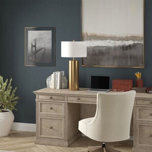 Hudson & Canal York Tall Table Lamp with Fabric Shade - Brass, , hires