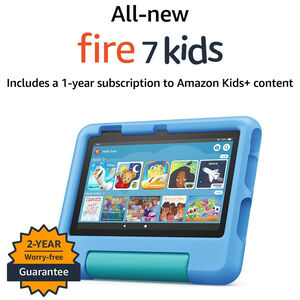 Amazon Fire 7 16GB Kids Edition Tablet 16GB - Blue Bumper (2022), Blue, hires