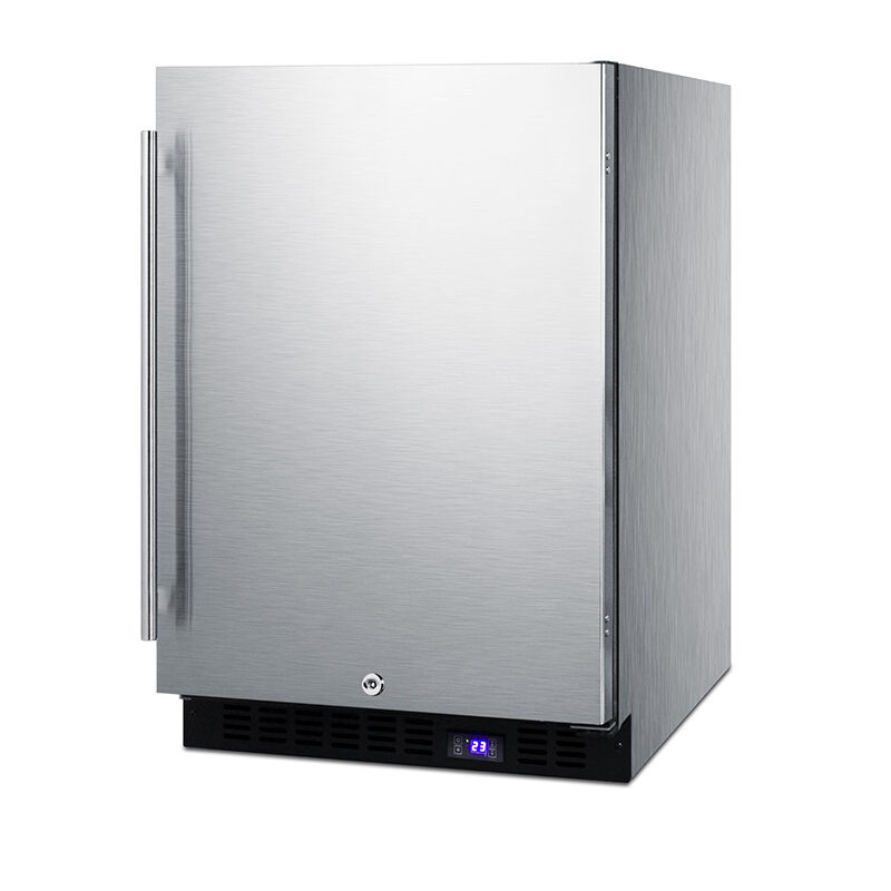 Summit 24 in. 4.7 cu .ft. Outdoor Built-In Upright Compact Freezer with Ice Maker, Adjustable Shelves & Digital Control - Stainless Steel, , hires