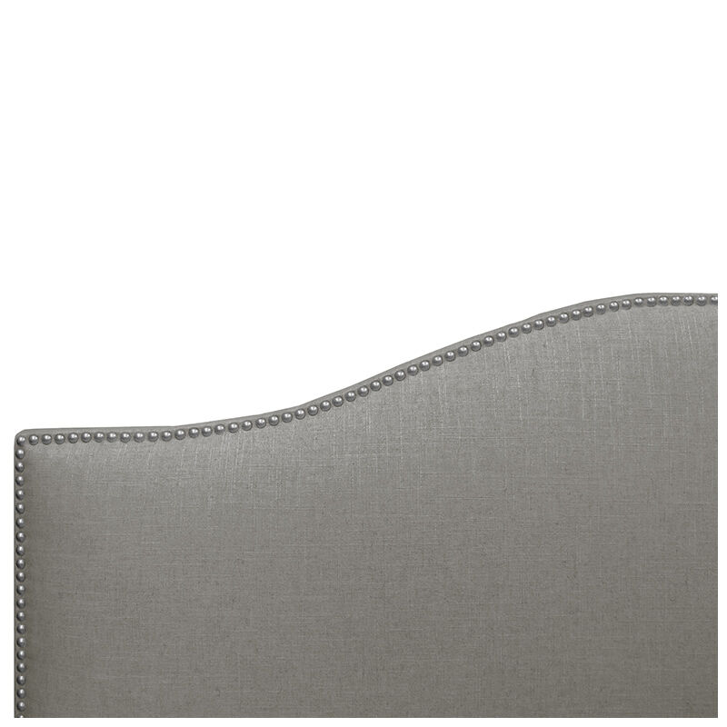 Skyline Queen Nail Button Bed in Linen - Grey, Grey, hires