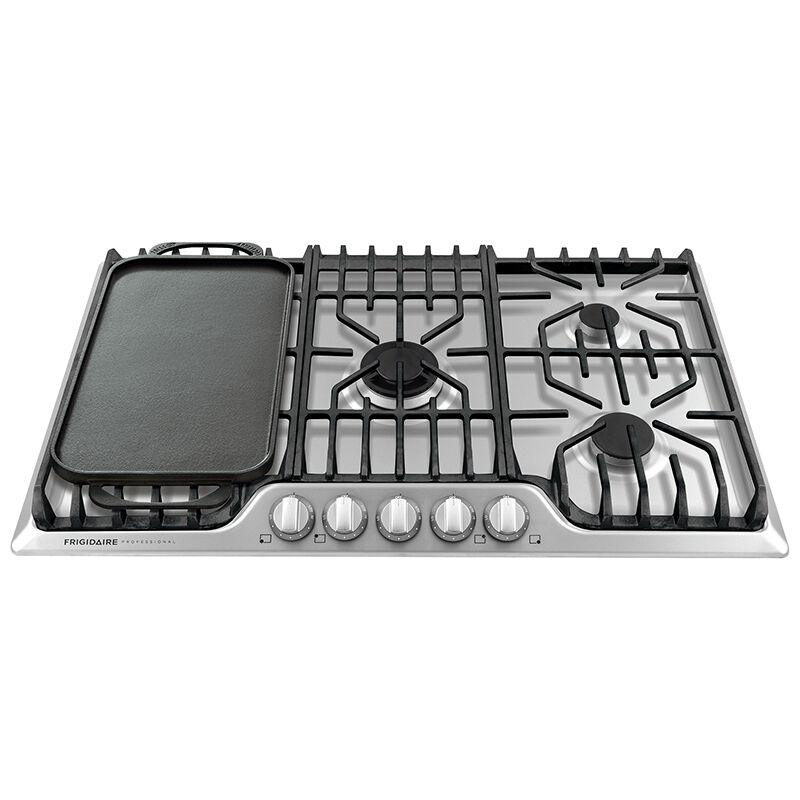 Frigidaire Professional 36 in. 5-Burner Natural Gas Cooktop with Griddle, Simmer Burner & Power Burner - Stainless Steel, , hires