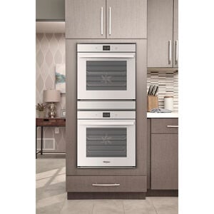 Whirlpool 24 in. 5.8 cu. ft. Smart Front Control Electric Double Wall Oven with True European Convection - White, White, hires