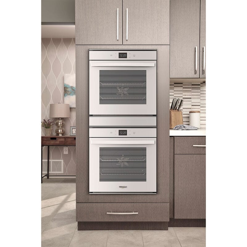 Whirlpool 24 in. 5.8 cu. ft. Smart Front Control Electric Double Wall Oven with True European Convection - White, White, hires