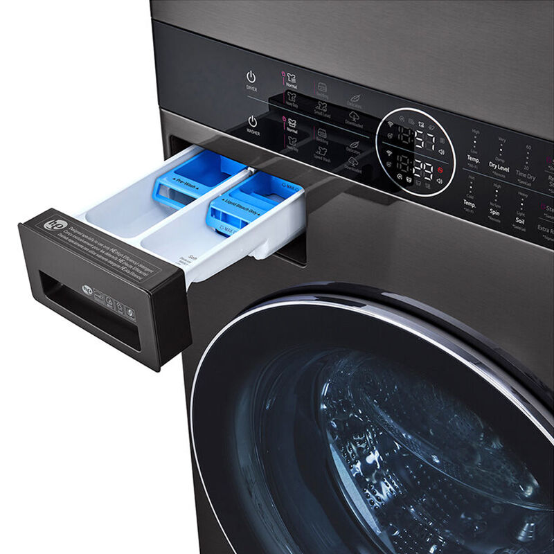 LG 27 in. WashTower with 4.5 cu. ft. Washer with 6 Wash Programs & 7.4 cu. ft. Gas Dryer with 6 Dryer Programs, Sensor Dry & Wrinkle Care - Black Steel, Black Steel, hires