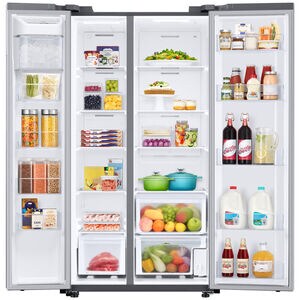 Samsung 36 in. 28 cu. ft. Smart Side by Side Refrigerator with Ice Maker - Stainless Steel, Stainless Steel, hires