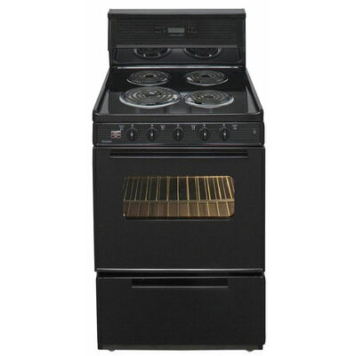 Premier 24 in. 2.9 cu. ft. Oven Freestanding Electric Range with 4 Coil Burners - Black | ECK240BP