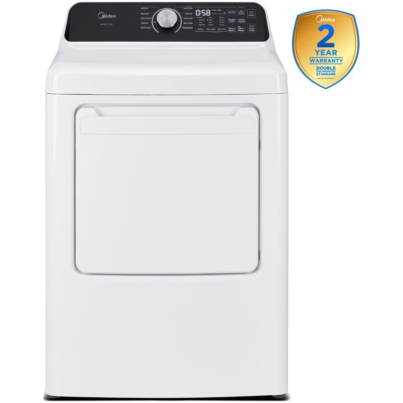 Midea 27 in. 7.0 cu. ft. Smart Gas Dryer with Sensor Dry & Sanitize Cycle - White, White, hires