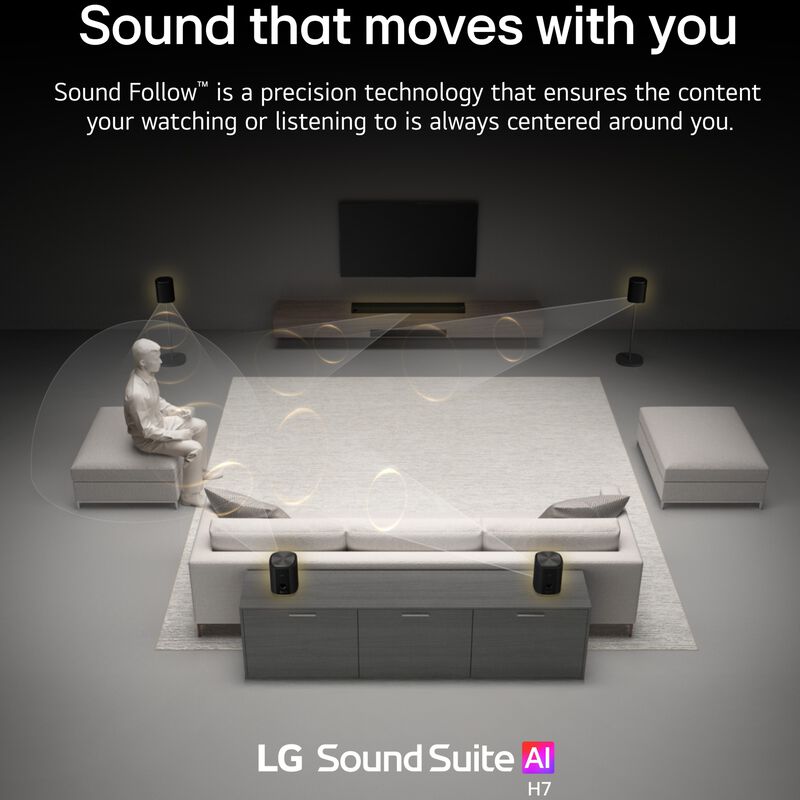 LG Sound Suite 5.1.3 Channel Dolby Atmos Smart Sound Bar with Bluetooth - Black, , hires