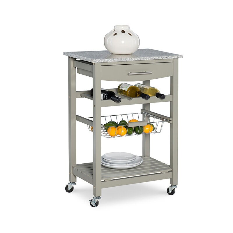 Cullen Kitchen Cart with Granite Top-Gray, , hires