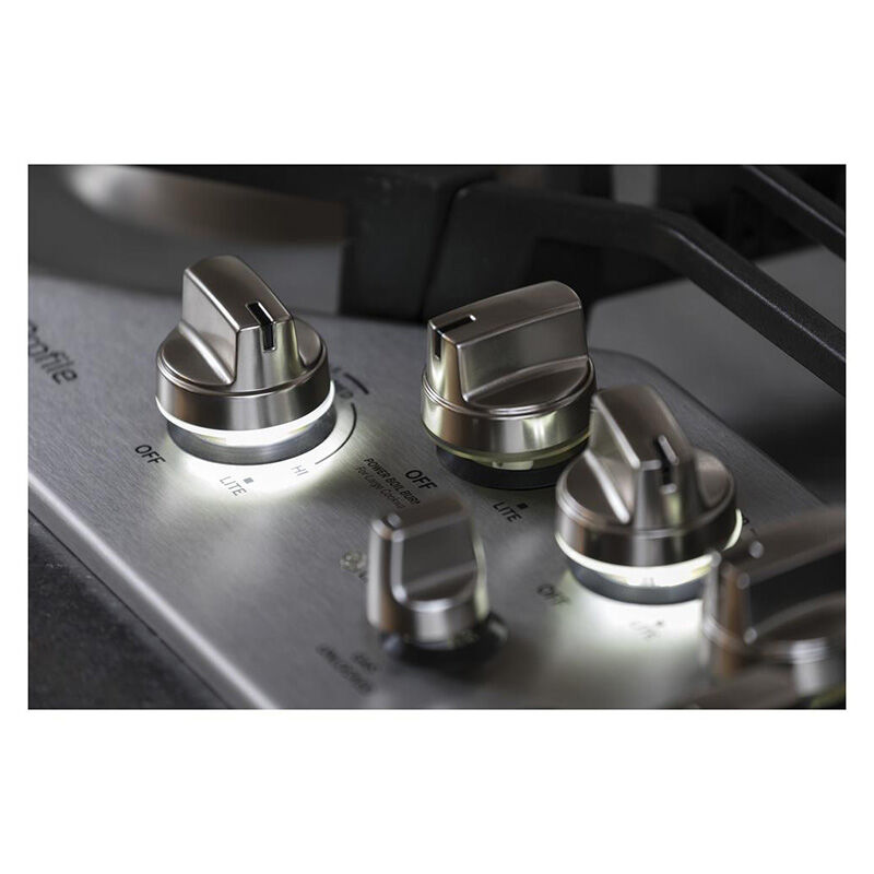 GE Profile 36 in. 5-Burner Natural Gas Cooktop with Griddle, Simmer Burner & Power Burner - Stainless Steel, , hires