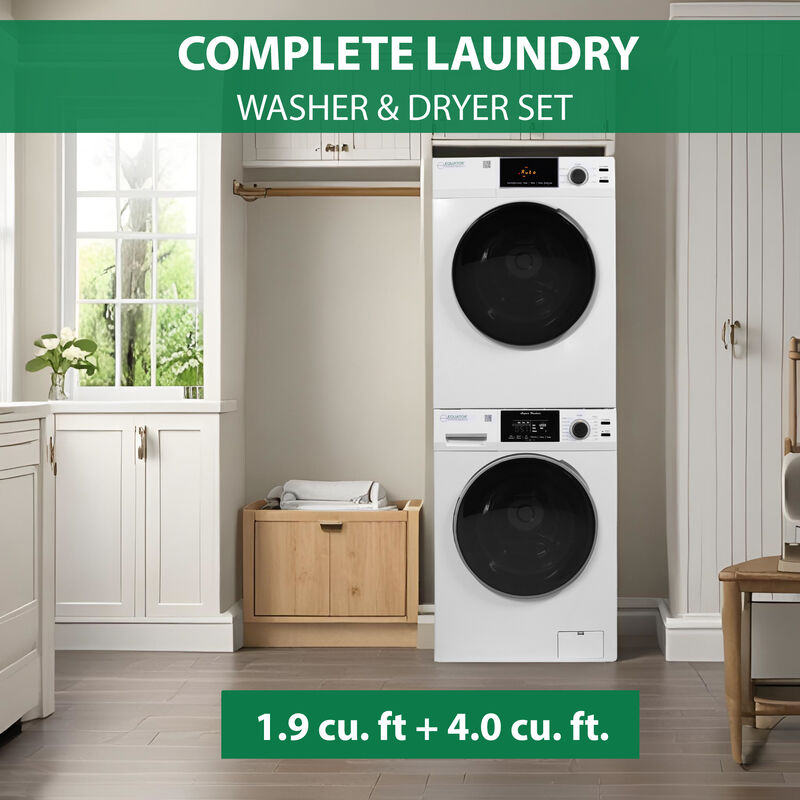 Equator 24 in. 1.9 cu. ft. Electric Front Load Laundry Center with Sanitize Cycle & Sensor Dry - White, , hires