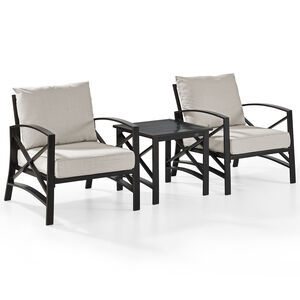Crosley Kaplan Oil Rubbed Bronze 3 PC Outdoor Metal Armchair Set - Oatmeal, , hires
