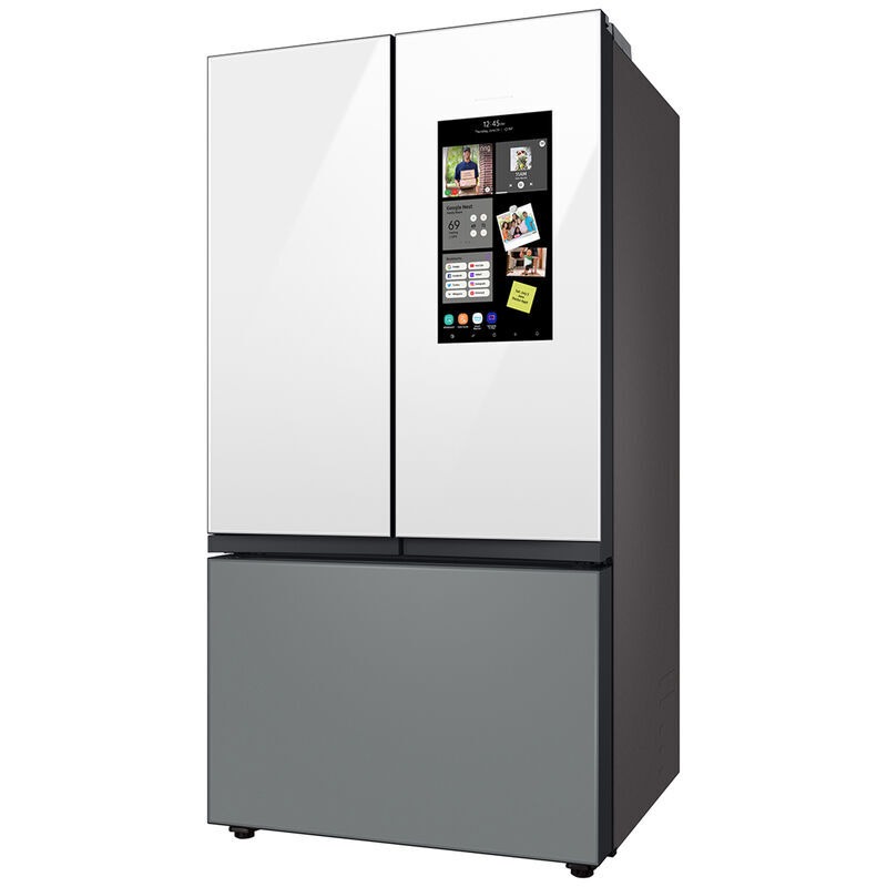 Samsung Bespoke 36 in. 29.8 cu. ft. Smart French Door Refrigerator with Family Hub & Internal Water Dispenser - White Glass, White Glass, hires