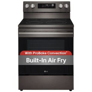 LG 30 in. 6.3 cu. ft. Smart Air-Fry True European Convection Electric Range with Radiant Burners - Black Stainless Steel, , hires