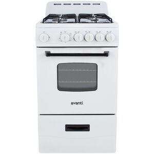Avanti 20 in. 2.1 cu. ft. Gas Range with 4 Sealed Burners - White, , hires