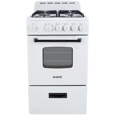 Avanti 20 in. 2.1 cu. ft. Gas Range with 4 Sealed Burners - White | GR2011CW