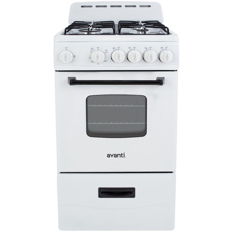Avanti 20 in. 2.1 cu. ft. Gas Range with 4 Sealed Burners - White, , hires