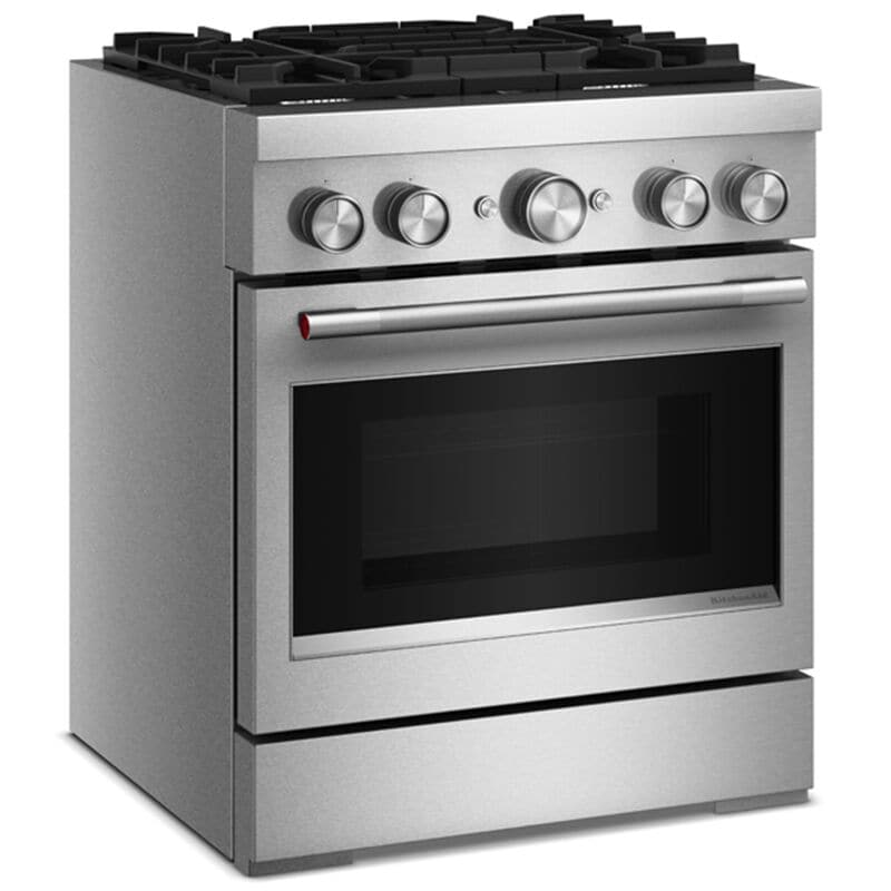 KitchenAid Commercial-Style 30 in. 4.1 cu. ft. Air-Fry True European Convection Dual Fuel Range with 4 Sealed Burners - Stainless Steel, , hires