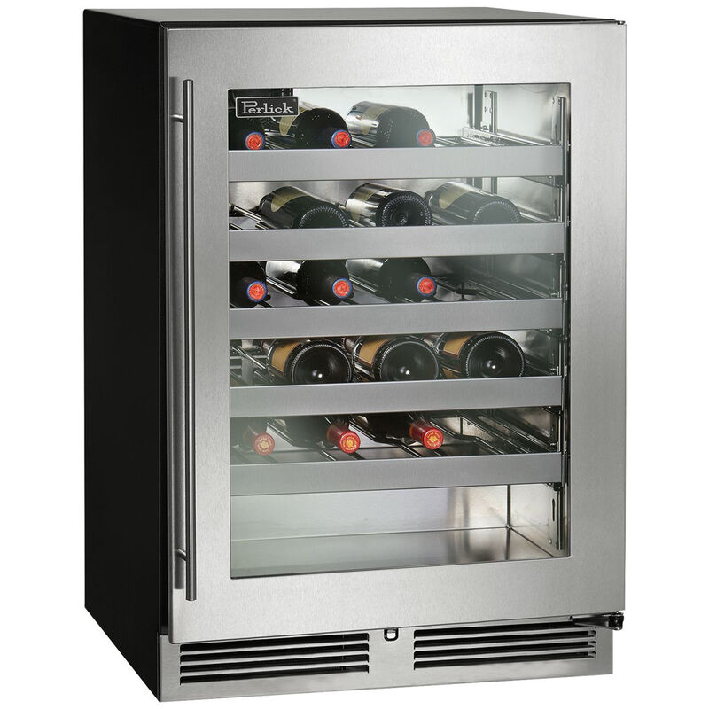 Perlick ADA Compliant Series 24 in. Undercounter Wine Reserve with Metal Racks, Single Temperature Zone & 32 Bottle Capacity - Custom Panel Ready, , hires