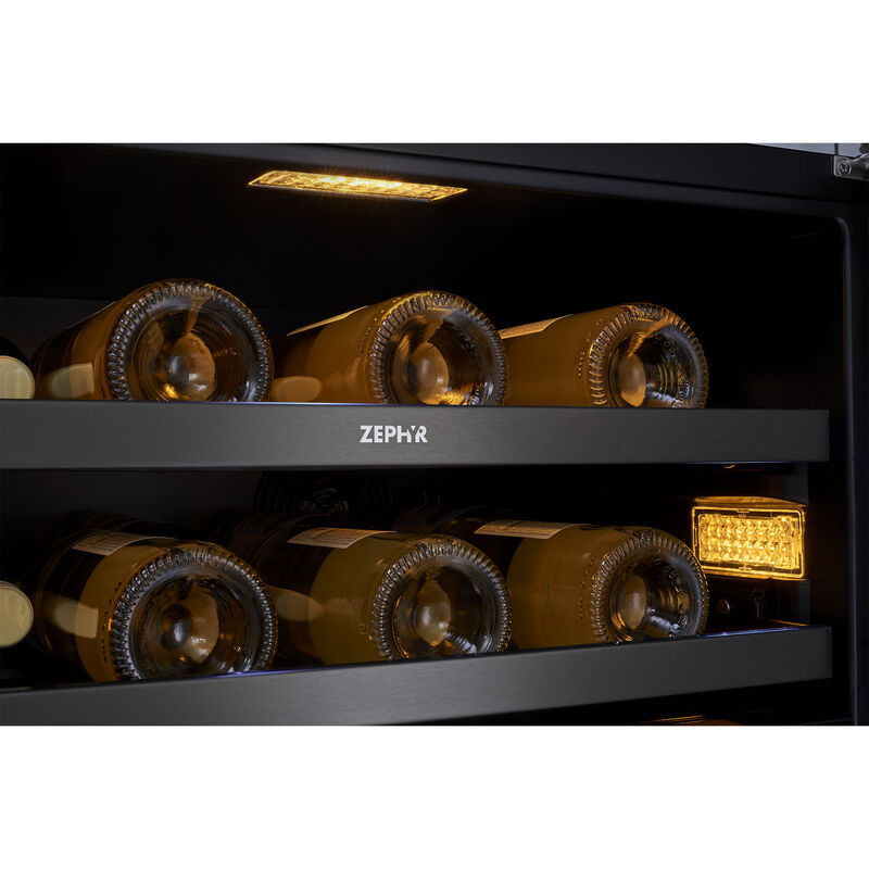 Zephyr Presrv 24 in. Undercounter Wine Cooler with Dual Zones & 45 Bottle Capacity - Black Stainless Steel, Black with Stainless Steel, hires