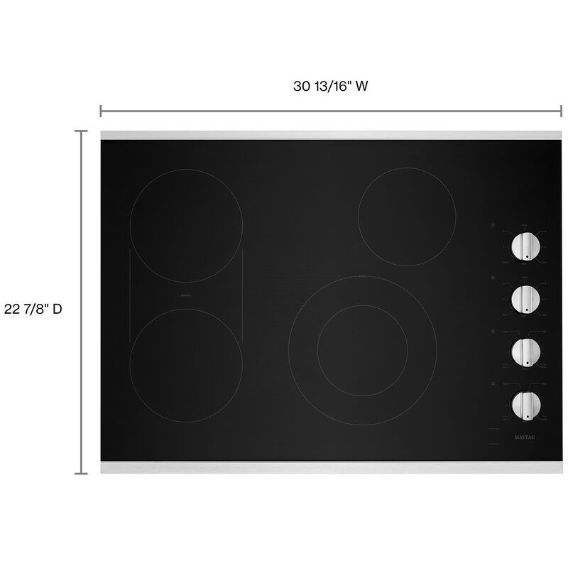 Maytag 30 in. 4-Burner Electric Cooktop with Power Burner, Reversible Grill & Griddle - Stainless Steel, , hires