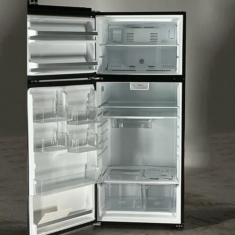 Whirlpool 28 in. 16.3 cu. ft. Top Freezer Refrigerator - Black (Open Box Good Condition), , hires