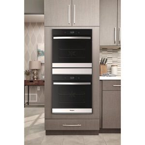 Whirlpool 24 in. 5.8 cu. ft. Smart Front Control Electric Double Wall Oven with True European Convection - Fingerprint Resistant Stainless, Fingerprint Resistant Stainless, hires