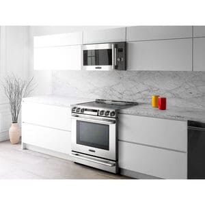 Signature Kitchen Suite 30 in. 1.7 cu. ft. 950W Smart Over-the-Range Microwave with 300 CFM, Convection & Sensor Cooking - Stainless Steel, , hires