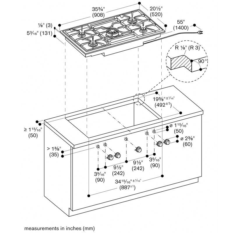 Gaggenau Vario 400 Series 36 in. 5-Burner Natural Gas Cooktop with Simmer Burner & Power Burner - Stainless Steel, , hires