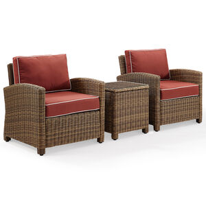 Crosley Bradenton 3-Piece Outdoor Chair and Side Table Set - Sangria, , hires