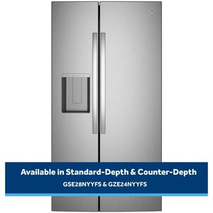 GE 36 in. 23.6 cu. ft. Counter Depth Side-by-Side Refrigerator with Ice & Water Dispenser - Fingerprint Resistant Stainless, Fingerprint Resistant Stainless, hires