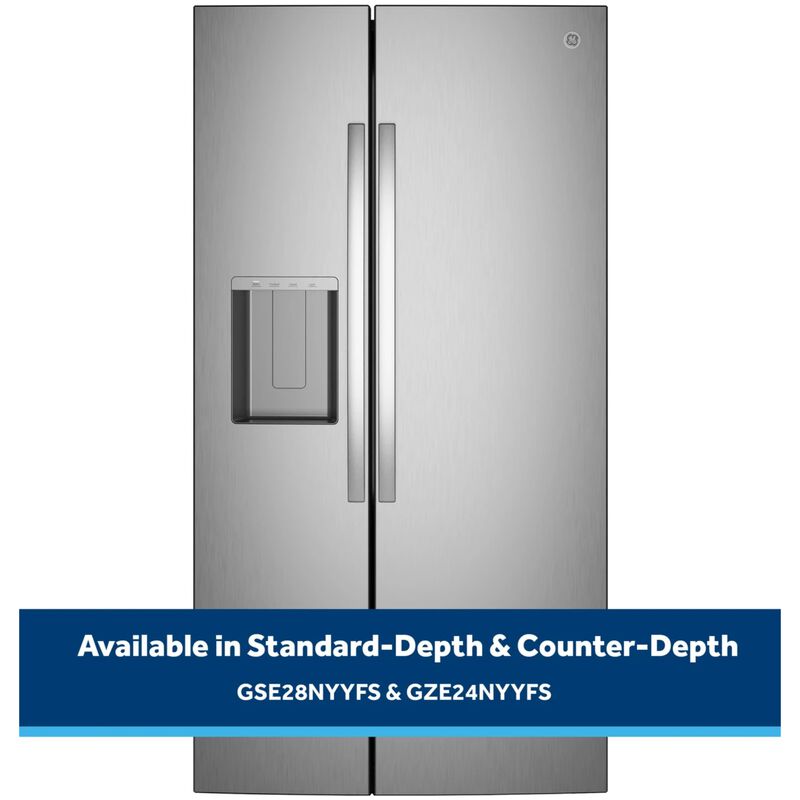 GE 36 in. 23.6 cu. ft. Counter Depth Side-by-Side Refrigerator with Ice & Water Dispenser - Fingerprint Resistant Stainless, Fingerprint Resistant Stainless, hires