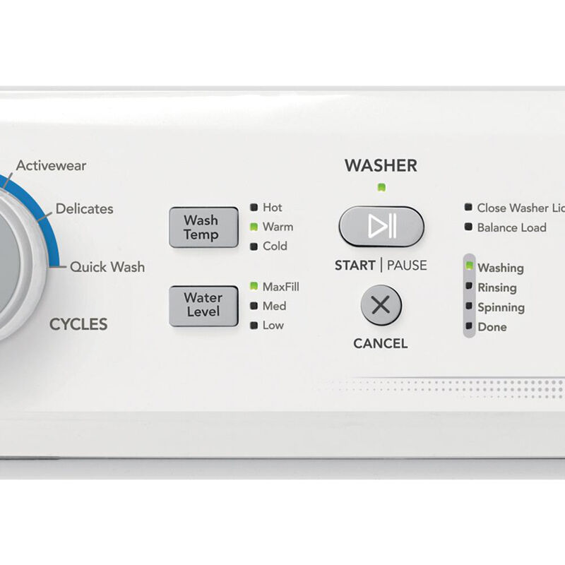 Frigidaire 27 in. Laundry Center with 3.9 cu. ft. Washer with 11 Wash Programs & 5.5 cu. ft. Gas Dryer & 10 Dryer Programs - White, , hires