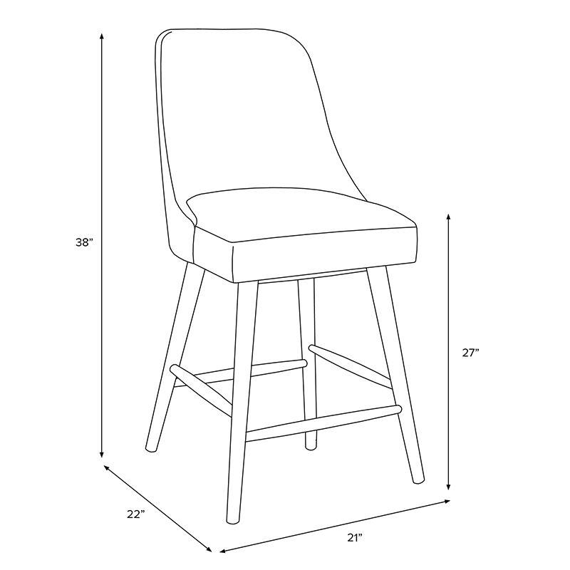Skyline Furniture Modern Mid Century Counter Stool in Linen Fabric - Grey, Grey, hires