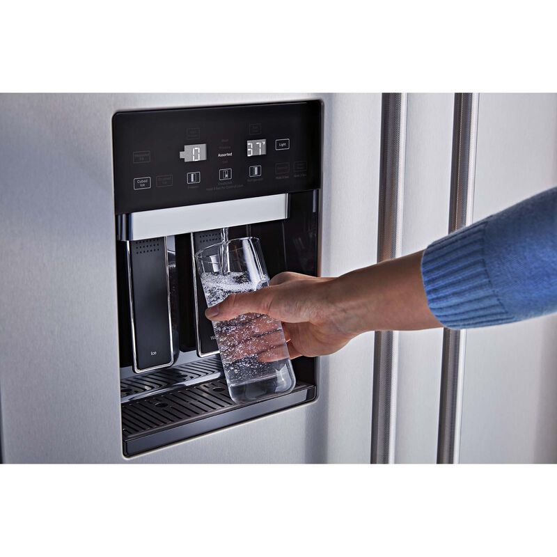 KitchenAid 48 in. 29.4 cu. ft. Built-In Counter Depth Side by Side Refrigerator with Ice & Water Dispenser - Stainless Steel with PrintShield Finish, Stainless Steel with PrintShield Finish, hires