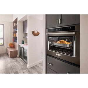 KitchenAid 30 in. 5 cu. ft. Smart Electric Single Wall Oven with True European Convection - Black Stainless Steel with PrintShield Finish, Black Stainless Steel with PrintShield Finish, hires