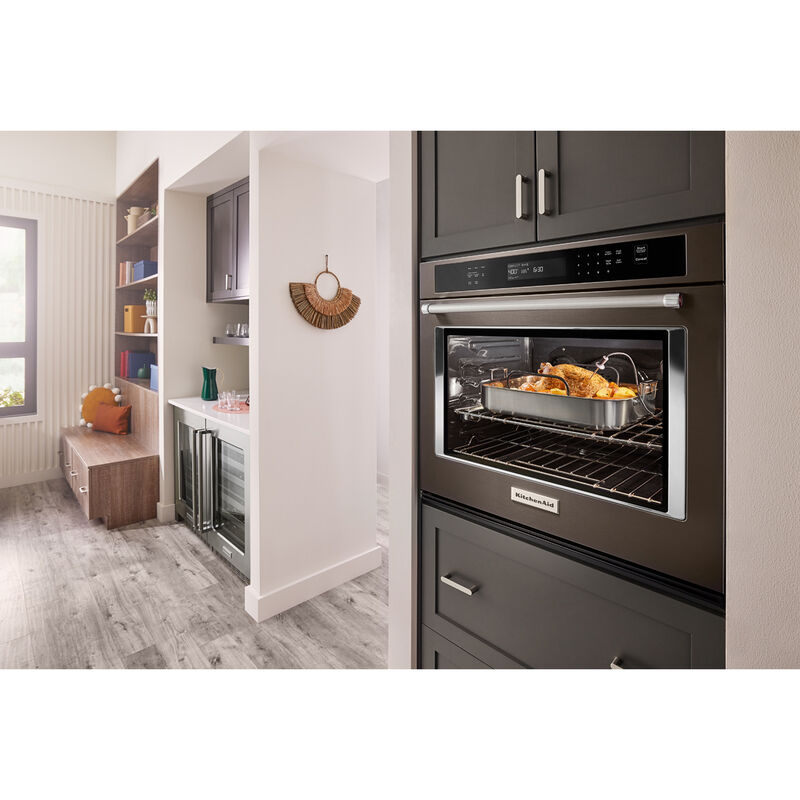 KitchenAid 30 in. 5 cu. ft. Smart Electric Single Wall Oven with True European Convection - Black Stainless Steel with PrintShield Finish, Black Stainless Steel with PrintShield Finish, hires