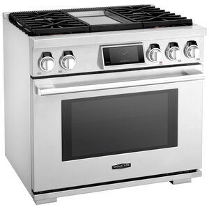 Signature Kitchen Suite 36 in. 6.3 cu. ft. Smart Convection Oven Freestanding Natural Gas Range with 4 Sealed Burners & Griddle - Stainless Steel, , hires