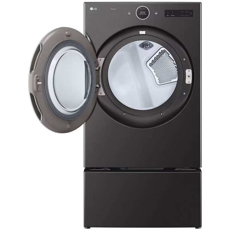 LG 27 in. 7.4 cu. ft. Front Loading Gas Smart Dryer with 23 Dryer Programs, 11 Dry Options, Wrinkle Care & Sensor Dry - Black Steel, , hires