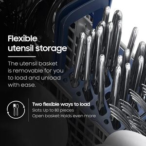 Samsung 24 in. Top Control Flush-Mount Dishwasher with 48 dBA Sound Level, 3rd- Rack, AutoRelease Door Drying & Pocket Handle - Fingerprint Resistant Stainless Steel, , hires