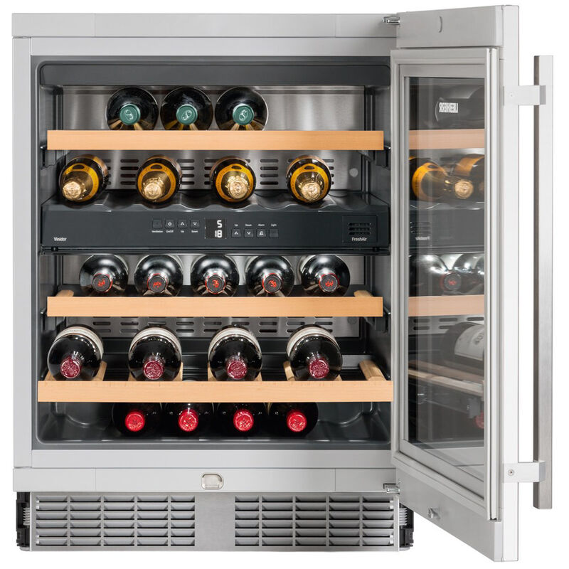 Liebherr 24 in. Undercounter Wine Cabinet with Wood Racks, Dual Temperature Zones & 34 Bottle Capacity - Stainless Steel, , hires