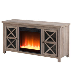 Hudson & Canal Colton TV Stands with Crystal Fireplace Insert - Gray Oak, , hires