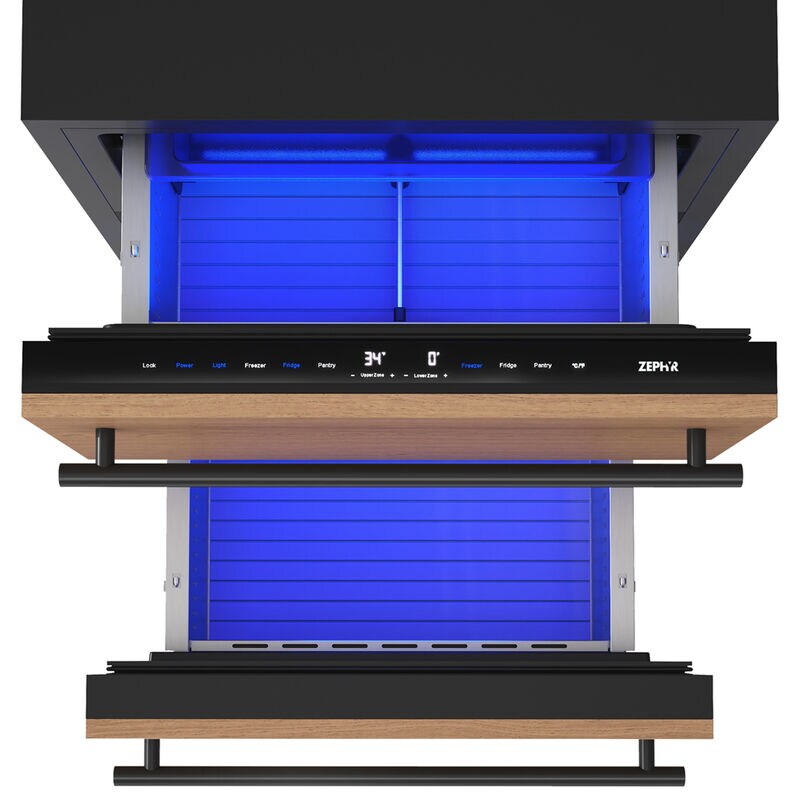 Zephyr Presrv Series 24 in. 3.9 cu. ft. Double Refrigerator & Freezer Drawers - Custom Panel Ready, , hires