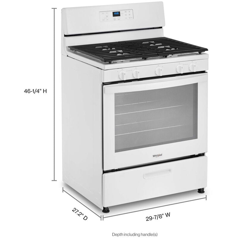 Whirlpool 30 in. 5.1 cu. ft. Gas Range with 5 Sealed Burners - White, White, hires