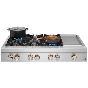 JennAir Rise 48 in. 6-Burner Natural Gas Rangetop with Griddle, Simmer Burner & Power Burner - Stainless Steel, , hires