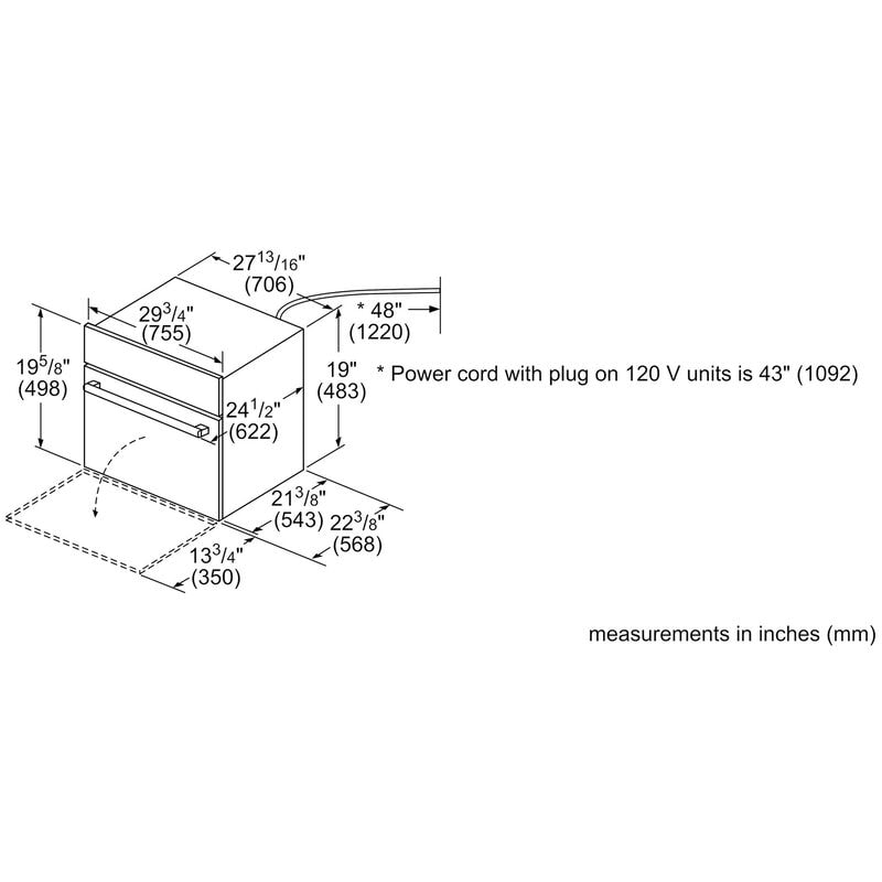 Bosch 800 Series 30 in. 1.6 cu. ft. 1000W Built-In Microwave with Convection & Sensor Cooking - Stainless Steel, , hires